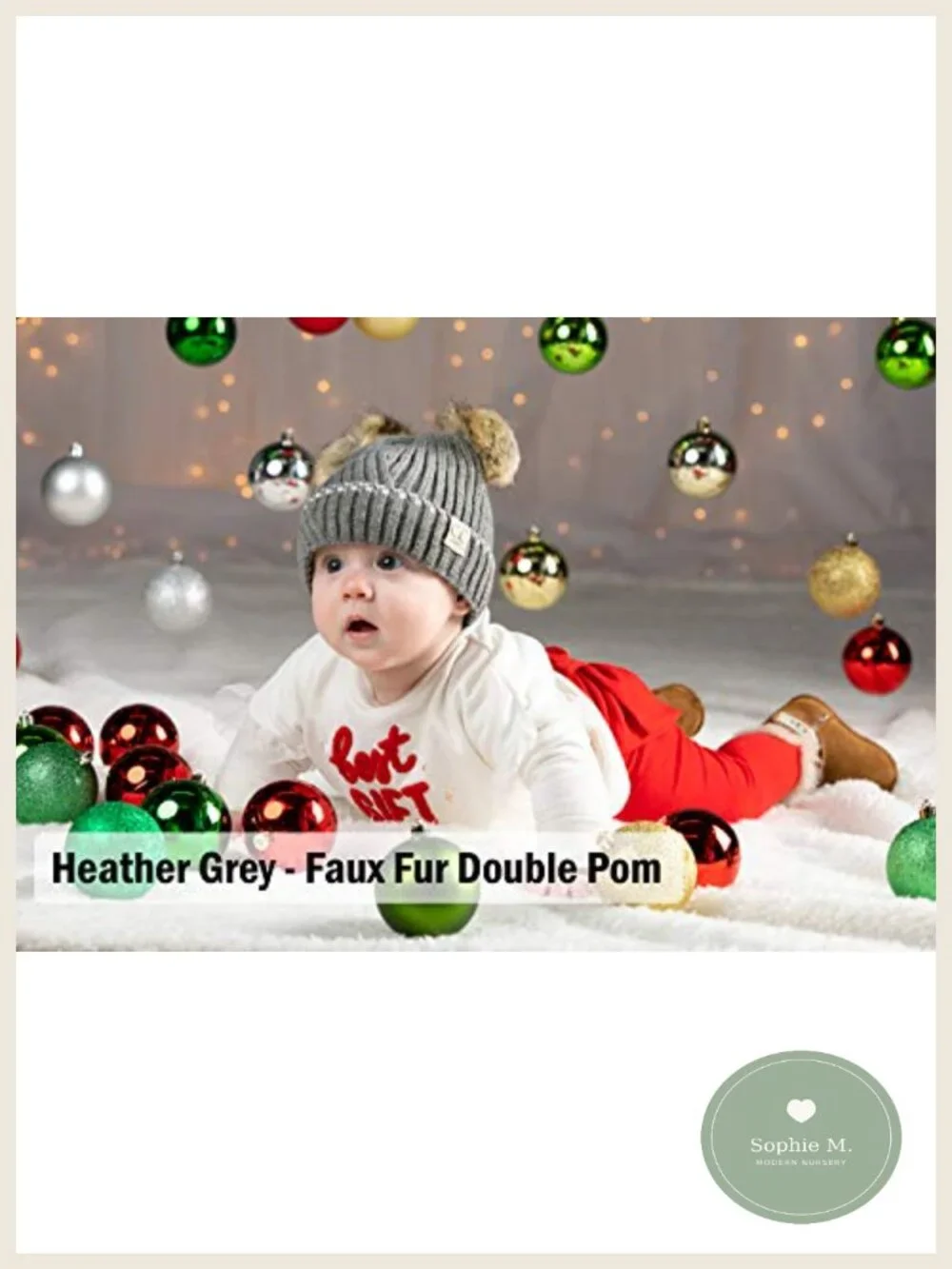 Double Pom Pom Baby Beanie 100% Acrylic Knit Newborn Infant Winter Hat